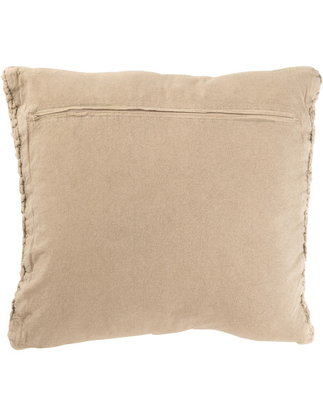 Coussin XL style vintage Carré 50x50 en Coton Beige Délavé Motif tricot & tressage Nyxari - 2