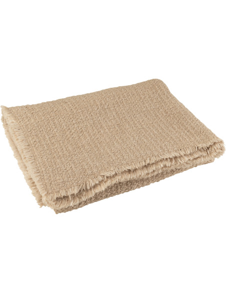 Plaid style vintage 180x130 en Coton Tissu Beige Effiloché Xyrell - 1