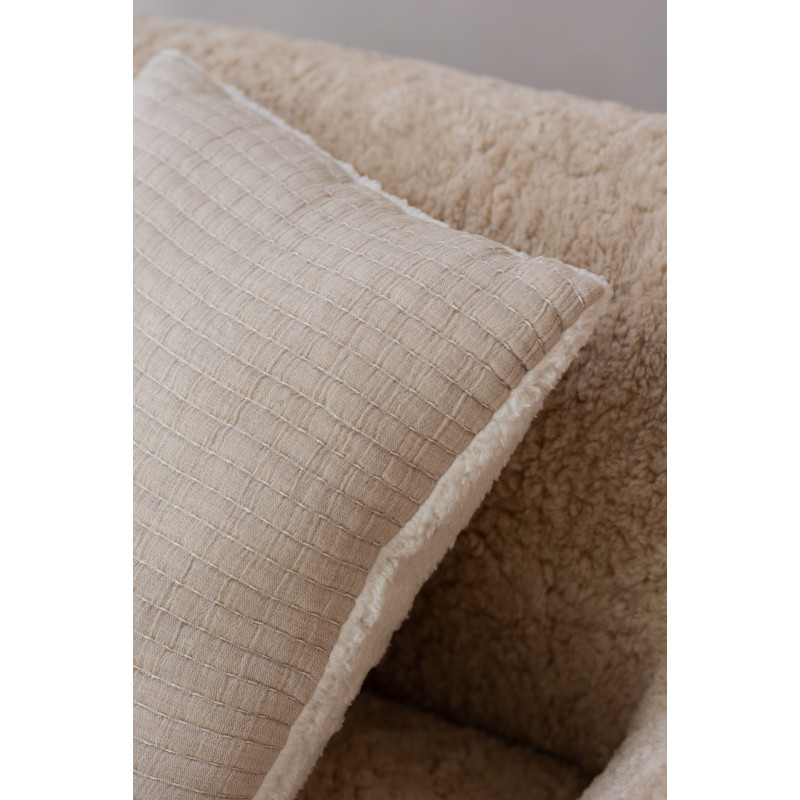 Coussin original Carré 45x45 en Coton Tissu Gris Motif coutures Teddy - 4