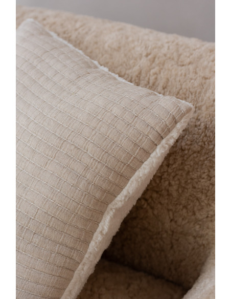 Coussin original Carré 45x45 en Coton Tissu Gris Motif coutures Teddy - 4