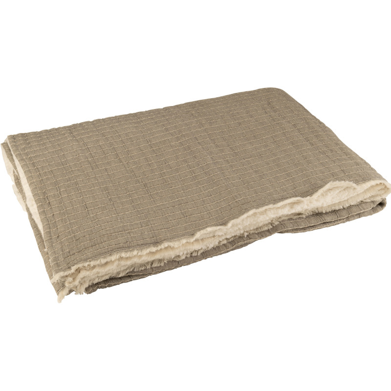 Plaid original 180x130 en Coton Tissu Gris Motif coutures Teddy - 1