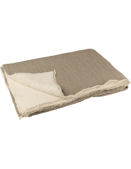 Plaid original 180x130 en Coton Tissu Gris Motif coutures Teddy - 2