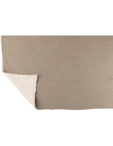 Plaid original 180x130 en Coton Tissu Gris Motif coutures Teddy - 4