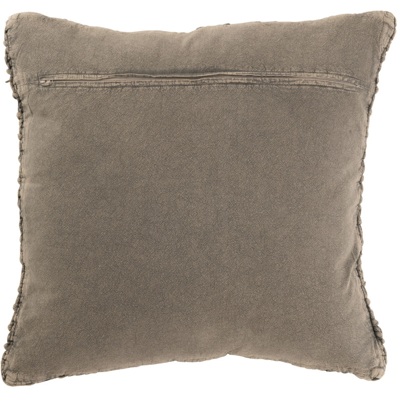 Coussin XL style vintage Carré 50x50 en Coton Gris Délavé Motif tricot & tressage Nyxari - 2