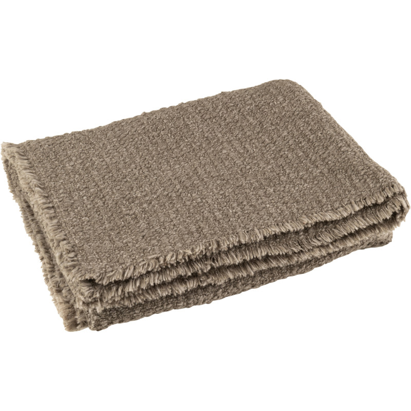 Plaid style vintage 180x130 en Coton Tissu Taupe Effiloché Xyrell - 1