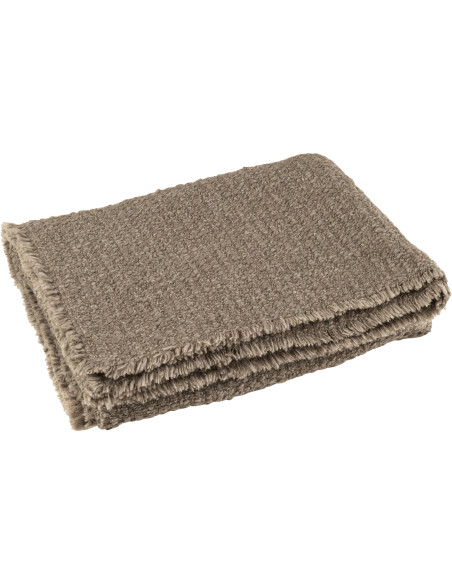 Plaid style vintage 180x130 en Coton Tissu Taupe Effiloché Xyrell - 1