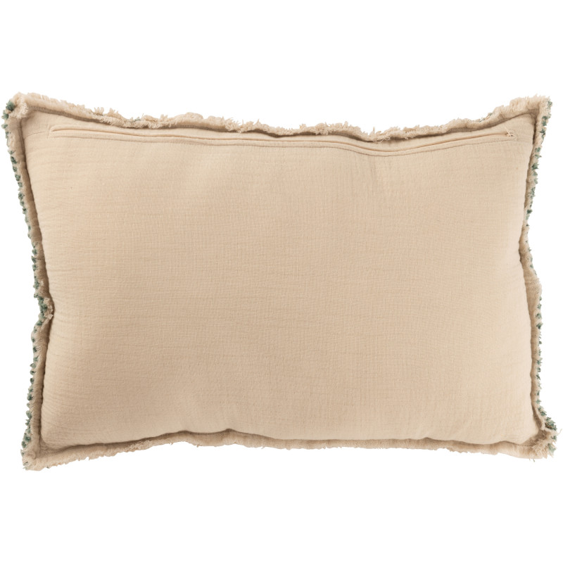Coussin original xl Rectangulaire 60x40 en Coton Lin Vert Beige Effiloché Motif texturé Orlith - 2