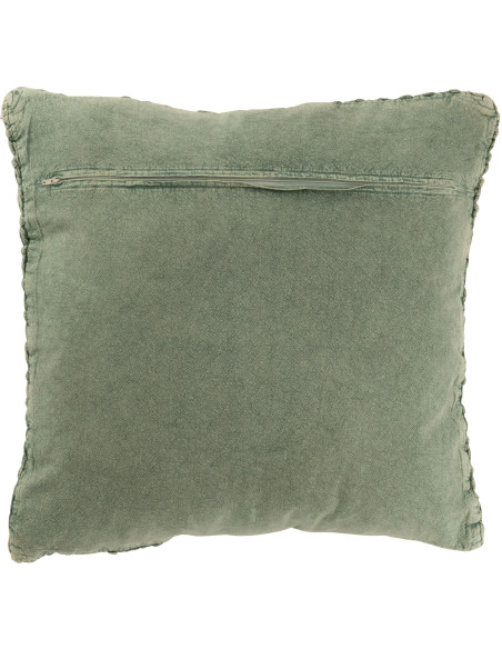 Coussin XL style vintage Carré 50x50 en Coton Vert Délavé Motif tricot & tressage Nyxari - 3