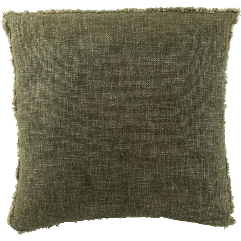 Coussin moderne Carré 45x45 en Coton Tissu Vert foncé Effiloché Xelthyn - 1