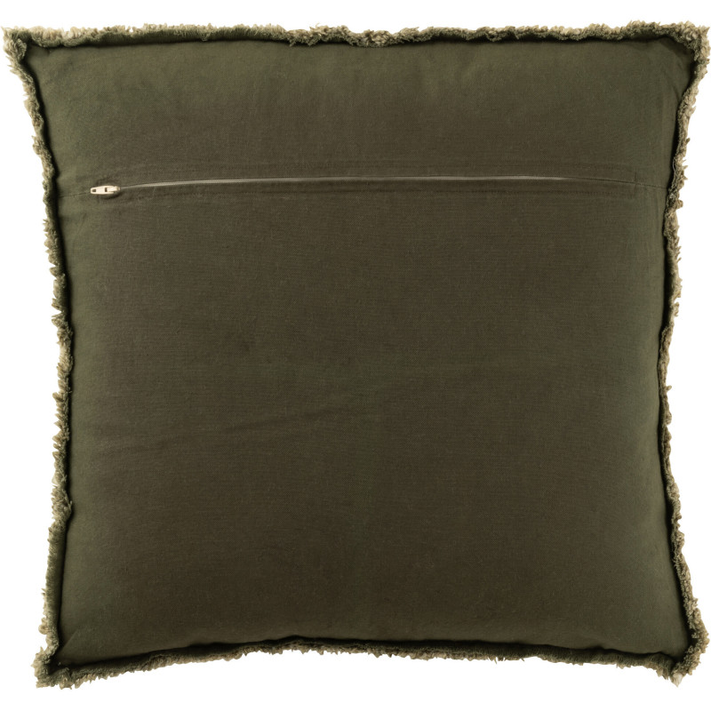 Coussin moderne Carré 45x45 en Coton Tissu Vert foncé Effiloché Xelthyn - 3