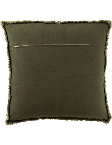 Coussin moderne Carré 45x45 en Coton Tissu Vert foncé Effiloché Xelthyn - 3