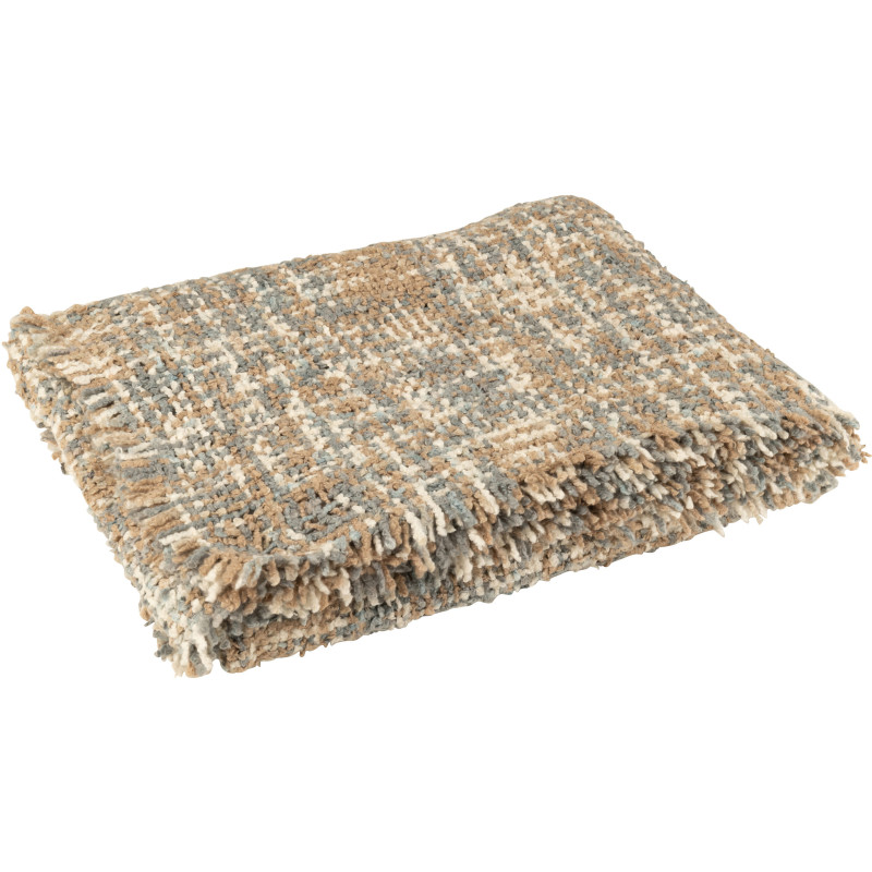 Plaid original 180x130 en Coton Acrylique Bleu clair Beige Tweed - 1