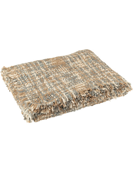 Plaid original 180x130 en Coton Acrylique Bleu clair Beige Tweed - 1