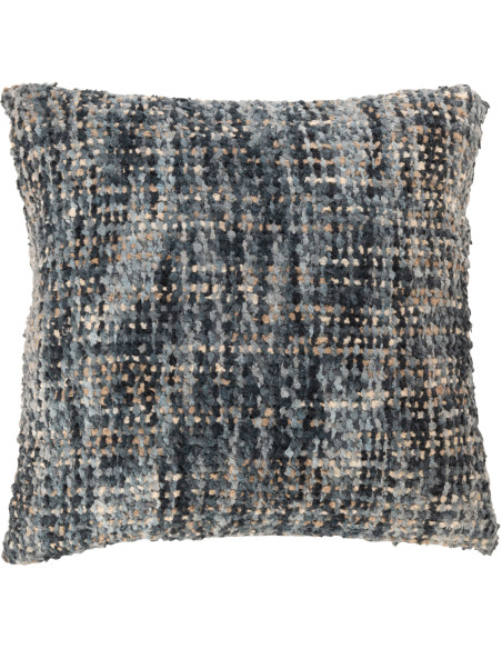 Coussin original Carré 45x45 en Coton Acrylique Bleu Blanc Tweed - 1