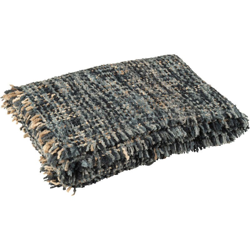 Plaid original 180x130 en Coton Acrylique Bleu Blanc Tweed - 1