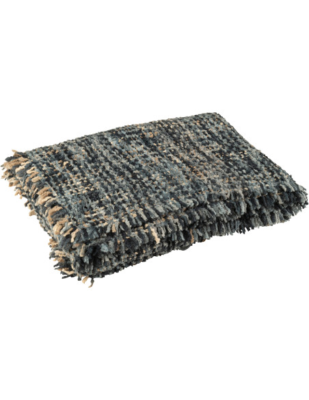 Plaid original 180x130 en Coton Acrylique Bleu Blanc Tweed - 1