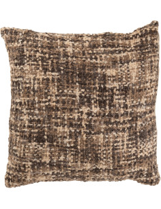 Coussin original Carré 45x45 en Coton Acrylique Marron Beige Tweed - 1
