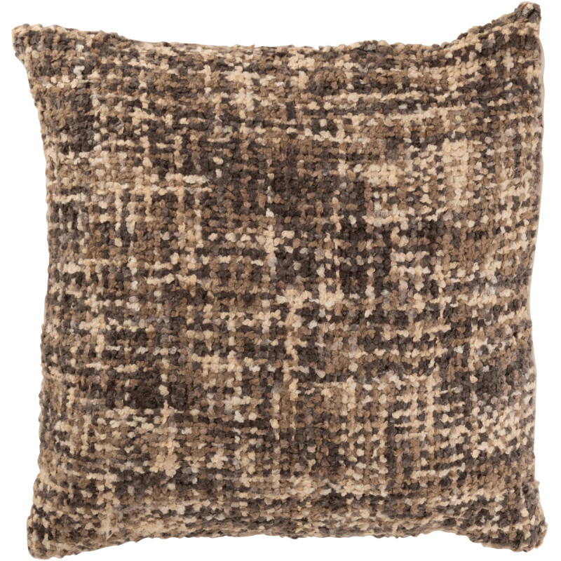 Coussin original Carré 45x45 en Coton Acrylique Marron Beige Tweed - 1