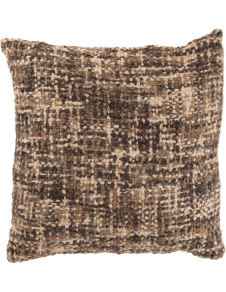 Coussin original Carré 45x45 en Coton Acrylique Marron Beige Tweed - 1