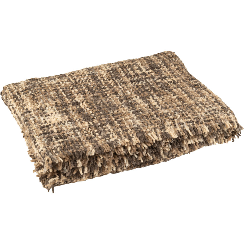 Plaid original 180x130 en Coton Acrylique Marron Beige Tweed - 1