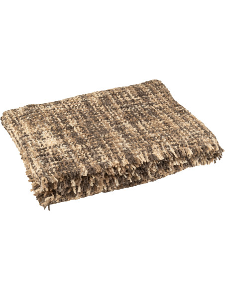 Plaid original 180x130 en Coton Acrylique Marron Beige Tweed - 1