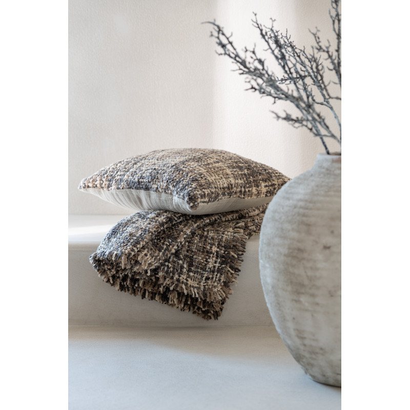 Plaid original 180x130 en Coton Acrylique Marron Beige Tweed - 4