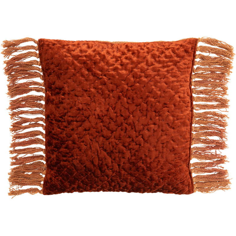 Coussin moderne Carré 45x45 en Coton Viscose Cuivré Brillant Motif gauffré Elsinor - 1