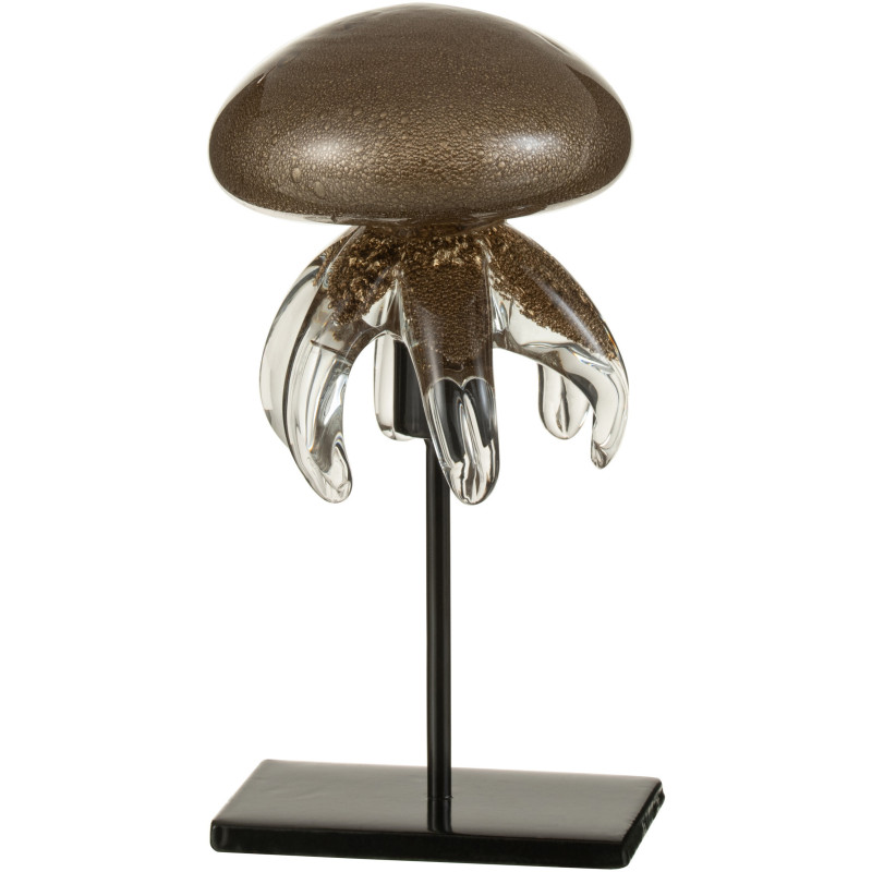 Décoration sur pied Méduse 20 cm Sthéno en Verre Marron Métal Noir - 1