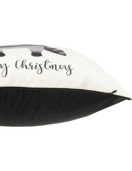 Coussin original Raton laveur Carré 45x45 en Velours Blanc Noir Merry Christmas - 3