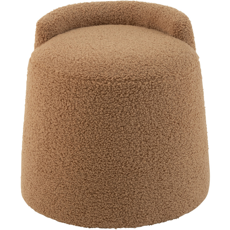 Pouf moderne avec dossier Rond en Tissu Marron camel Bouclette Teddy - 3