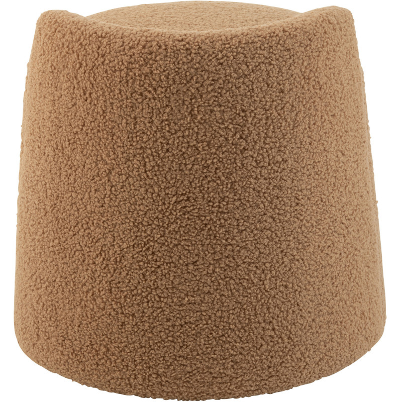 Pouf moderne avec dossier Rond en Tissu Marron camel Bouclette Teddy - 5