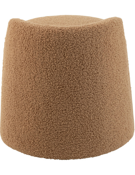 Pouf moderne avec dossier Rond en Tissu Marron camel Bouclette Teddy - 5