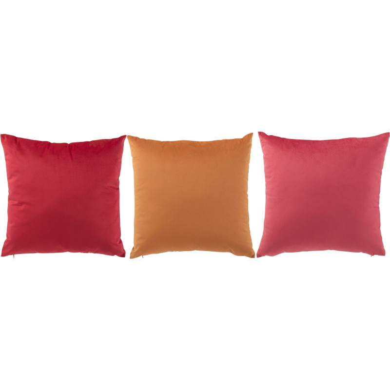 Coussin moderne Carré 45x45 en Velours Rouge Jaune ocre Rose Brillant Darithen (Lot de 3) - 1