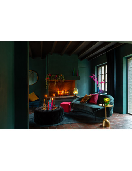 Coussin moderne Carré 45x45 en Velours Rouge Jaune ocre Rose Brillant Darithen (Lot de 3) - 2