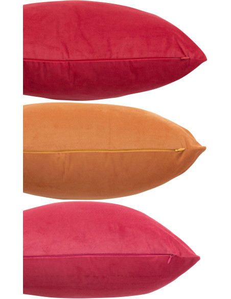 Coussin moderne Carré 45x45 en Velours Rouge Jaune ocre Rose Brillant Darithen (Lot de 3) - 3