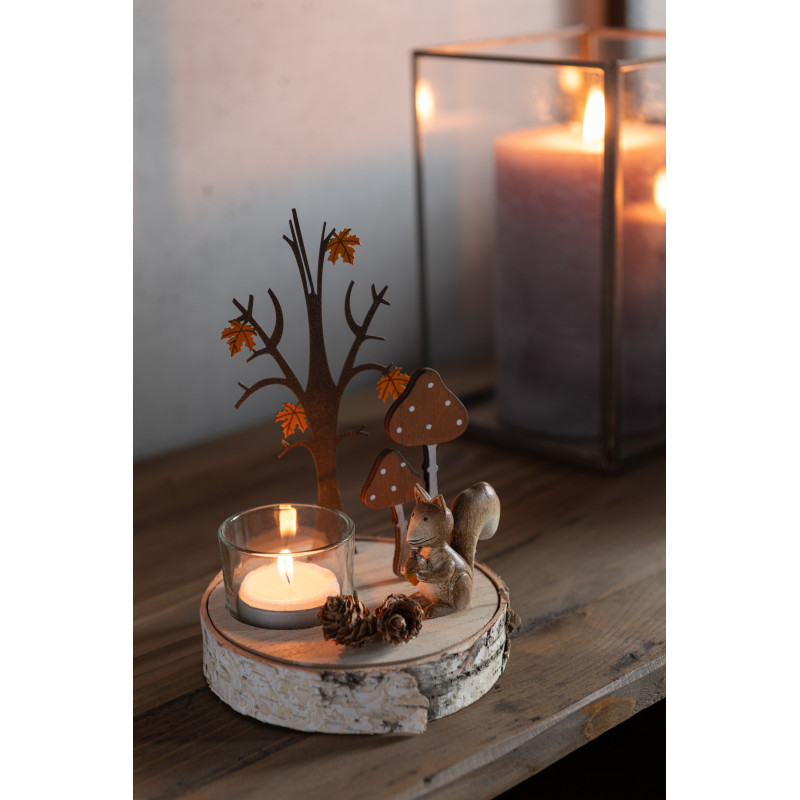 Photophore original Écureuil en Bois Naturel Métal Arionna - 2