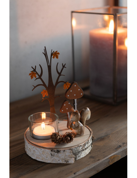 Photophore original Écureuil en Bois Naturel Métal Arionna - 2