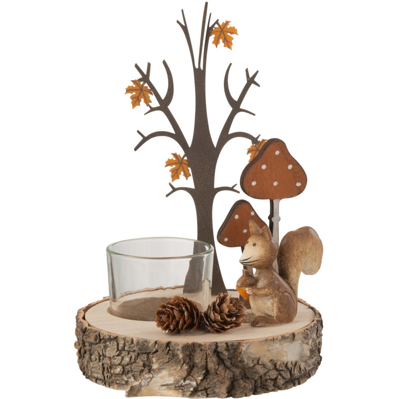 Photophore original Écureuil en Bois Naturel Métal Arionna - 3