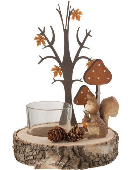 Photophore original Écureuil en Bois Naturel Métal Arionna - 3