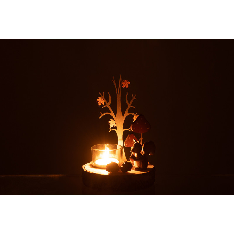 Photophore original Écureuil en Bois Naturel Métal Arionna - 4