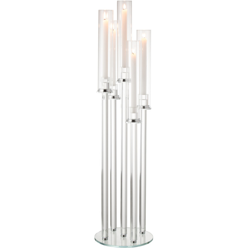 Chandelier design XL 5 bras Bougies chandelles Hauteur 100 cm en Verre Transparent Urion - 2