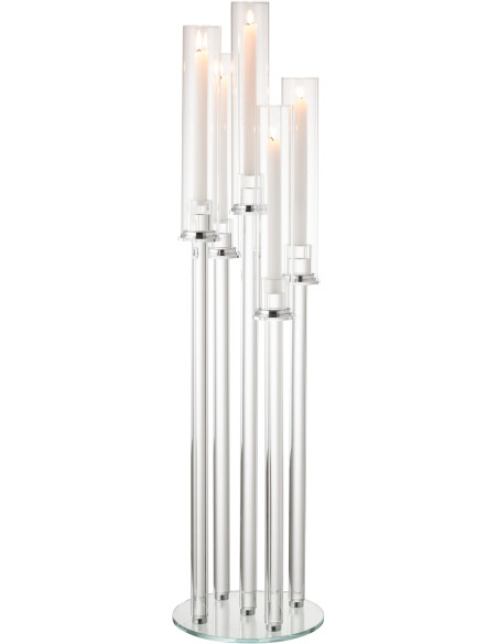 Chandelier design XL 5 bras Bougies chandelles Hauteur 100 cm en Verre Transparent Urion - 2