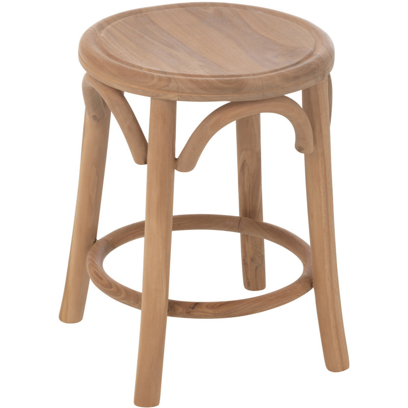 Tabouret moderne Rond en Bois de teck Naturel Ali - 1