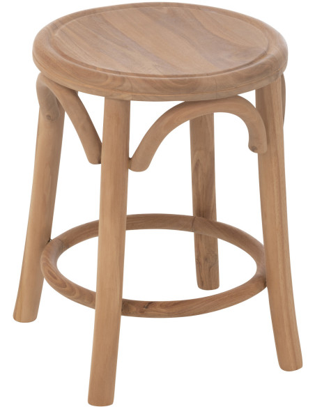 Tabouret moderne Rond en Bois de teck Naturel Ali - 1