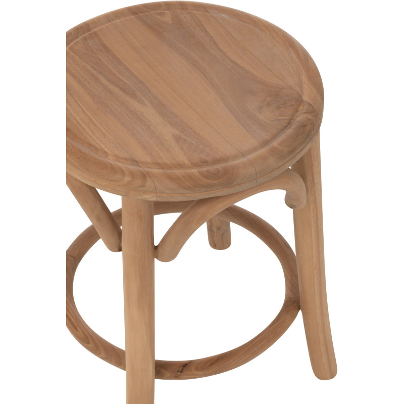 Tabouret moderne Rond en Bois de teck Naturel Ali - 5