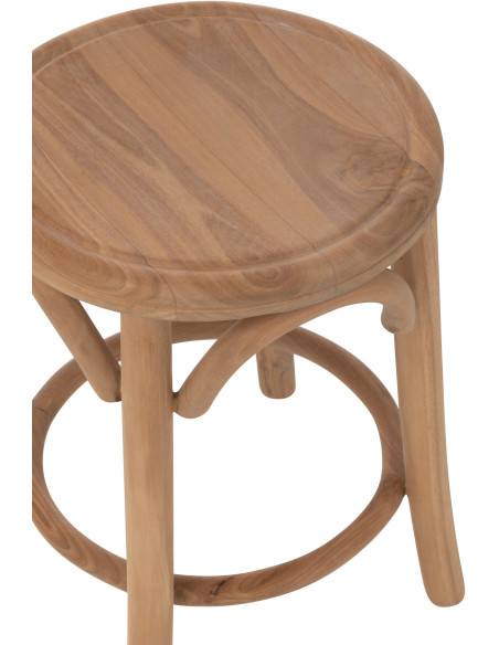 Tabouret moderne Rond en Bois de teck Naturel Ali - 5