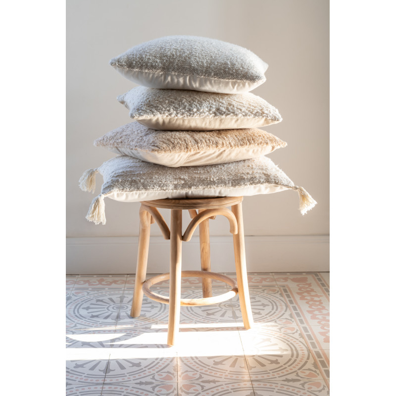 Tabouret moderne Rond en Bois de teck Naturel Ali - 6