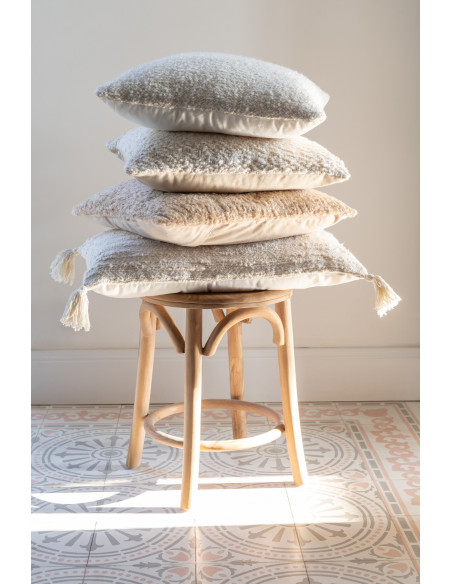 Tabouret moderne Rond en Bois de teck Naturel Ali - 6