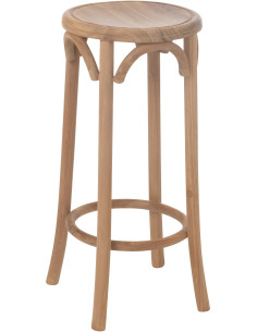 Tabouret de bar moderne Rond en Bois de teck Naturel Ali - 1