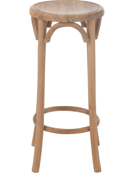 Tabouret de bar moderne Rond en Bois de teck Naturel Ali - 2